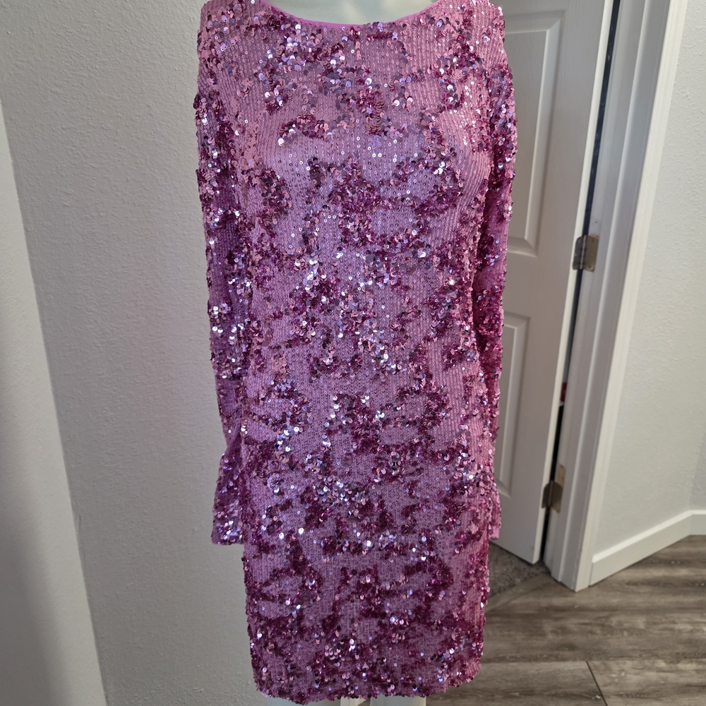Forever 21 Pink Sequin Long Sleeve Dress